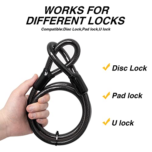 Alston Bike Cable Chain Locks 1.2M/4Ft Safety Cables Lock Loops Braided Steel Cable Coated With Double Lock Loops For Bicycle Luggage Ladder Boat Gate Motrobike #TOP1