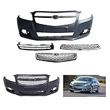 Complete Front Bumper Cover Set Replacement For 2013 Chevy Malibu LT, LTZ, LS, Eco, W/Upper Grill Center Lower Grille,W/O Sensor Holes
