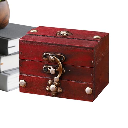 Baúl de madera | Organizador de almacenamiento decorativo - Organizador de almacenamiento de joyas, para dormitorio, mesa, mesita de noche, tocador, gabinete de oficina,