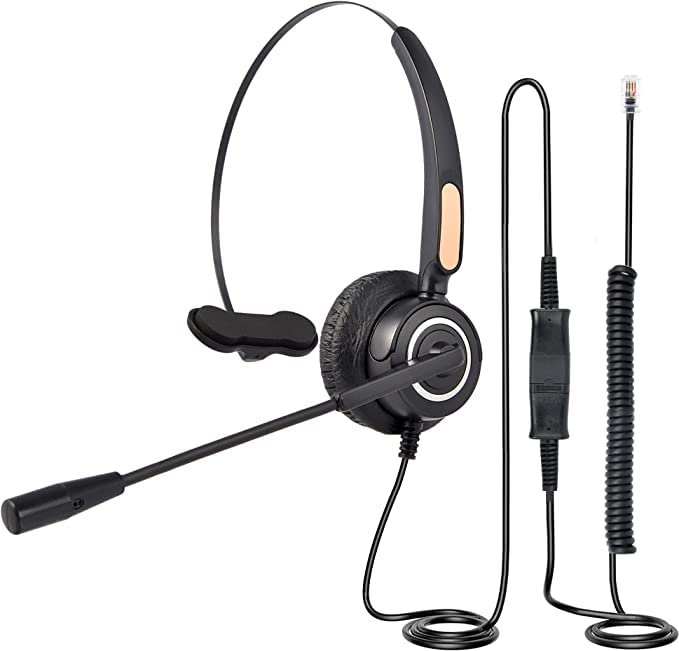 Phone Headset RJ9 with Microphone Noise Cancelling and Quick Disconnect