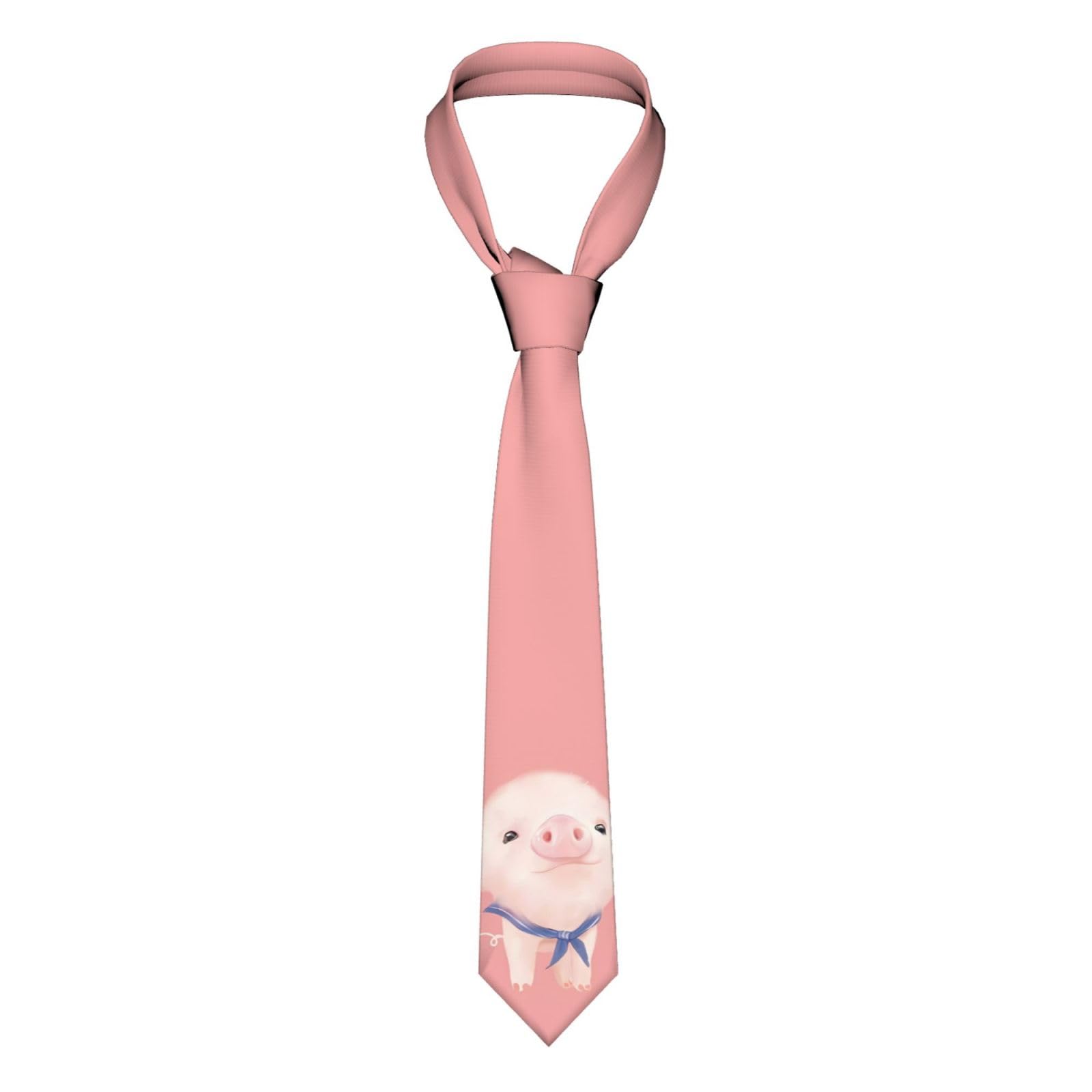 Men'S Tie Pink Pig Print Woven Casual Necktie Slim Necktie Formal Necktie For Business Wedding