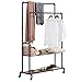 HOMISSUE 72 Inch Industrial Pipe Double Rail Hall Tree with Shoe Storage on Wheel, 2 Shelf Rolling Clothes Rack Organizer with 2 Hanging Rod for Garment Storage Display, Vintage Brown