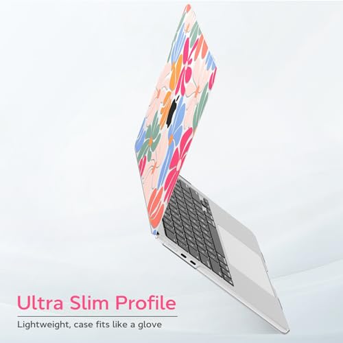 Image of B BELK for MacBook Air 15 inch Case M5 /M4 /M3 /M2 /M1 2026 2025 2024 2023 | Floral Protective Plastic Hard Shell Case with Keyboard Cover & Screen Protector, Model A3448 A3241 A3114 A2941, Retro Bloom