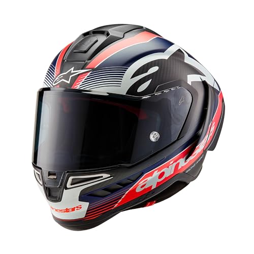 Alpinestars Race Helm Supertech R10 Team Motorradhelm Integralhelm Carbonhelm, BLACK CARBON RED BLUE MATT, S