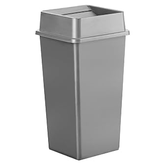 50 Gallon Square Trash Can with Swing Lid, Garbage Can, Industrial Trash Can, Commercial Trash Can, Garbage Bin, Garbage Container, Perfect for Restaurant, Office, Warehouse, Garage - Grey