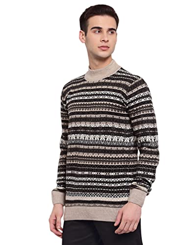 Image of Style Quotient Men Black & White Striped Pullover Sweater