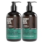 Every Man Jack Beard + Face Wash - Subtle Sea Salt Fragrance - Deep Cleans, Conditions, and Softens Your Beard and Skin Underneath - Naturally Derived with Coconut Oil, Glycerin, and Coconut - 6.7-fl oz (2 Pack)