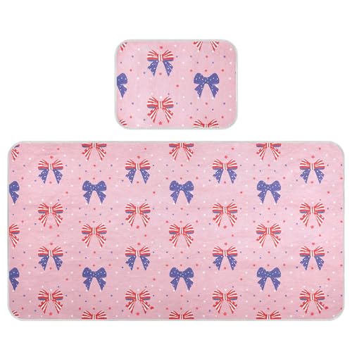 Takiito USA Bows Baby Cooling Mattress Pad, Soft & Breathable Cooling Mat Keep Baby Cool in Summer 28x52 in, Nursery Essential