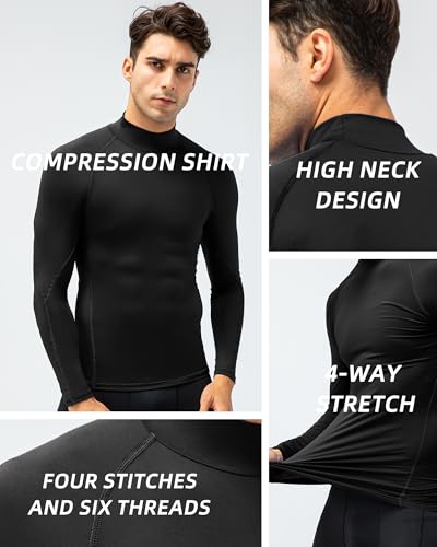 Men's Compression Shirt Long Sleeve Cool Dry Workout Athletic Base Layer Undershirts for Running Basketball Cycling4