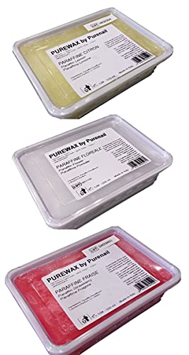 BeautyfulCenter | Purespa | 3 panes de 500 ml de parafina (FRAISE/Florale/Citron) para calentar parafina, cuidado de manos y pies Cover