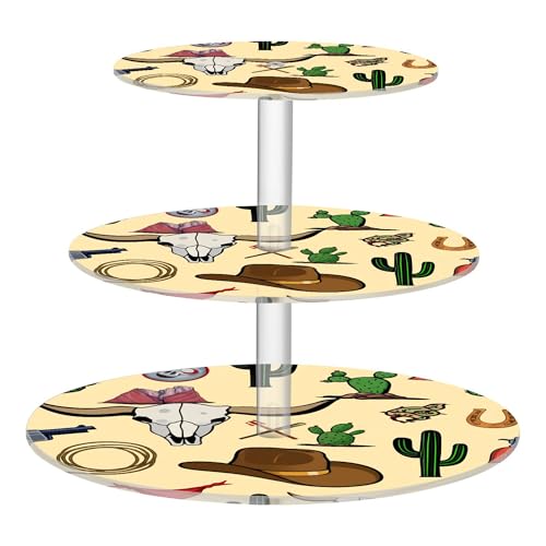 PYBUG Cowboy Hats 3 Tier Acrylic Cupcake Stands Tower,Dessert Table Display Set for Tea Party,Wedding,Birthday, Baby Shower