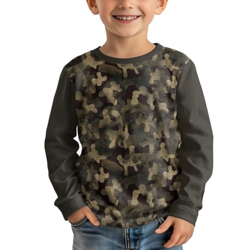 Boys Long Sleeve Camo Print Tees Shirts Little Kids Lightweight Soft Breathable Graphic Top Shirts Size 3-16T
