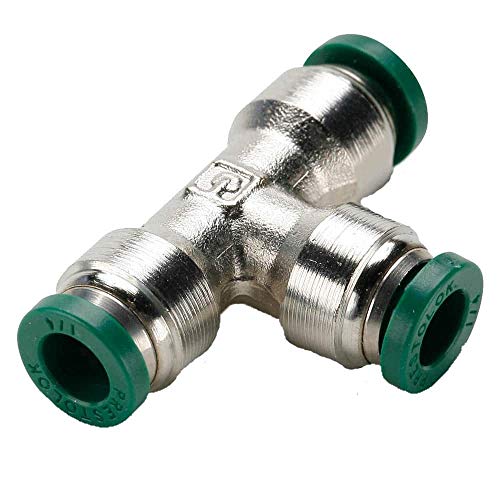 Parker Hannifin 164PLP-2-pk10 Prestolok PLP Union Tee Push-to-Connect Fitting, Nickel Plated Brass, 1/8