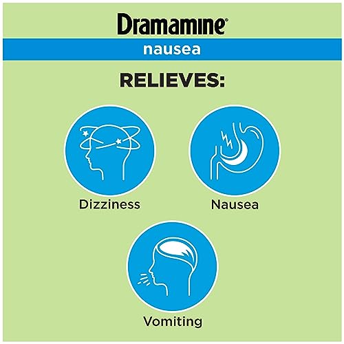 Image of Dramamine Nausea Long Lasting 10 Count 2 Pack & Nauzene Upset Stomach & Nausea Relief Wild Cherry 56 Count