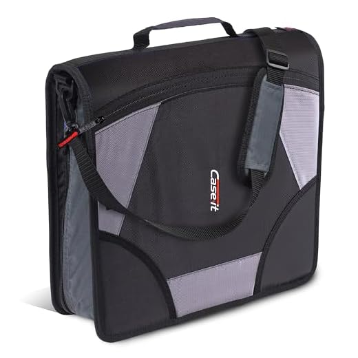Case-it The King Sized Zip Tab Zipper Binder - 4 Inch D-Rings - 5 Subject File Folder - Multiple Pockets - 800 Sheet Capacity - Comes with Shoulder Strap - Jet Black D-186