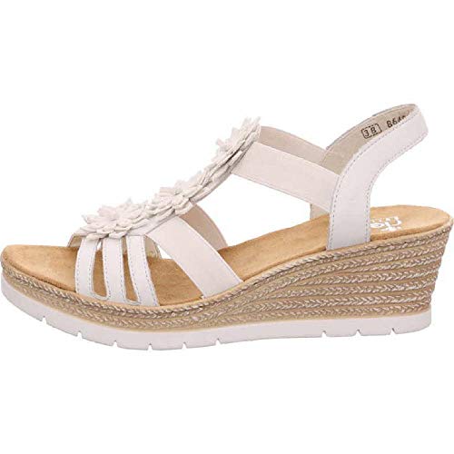 Rieker Damen 61949 Offene Sandalen, Weiß (weiss/bianco/80), 39 EU