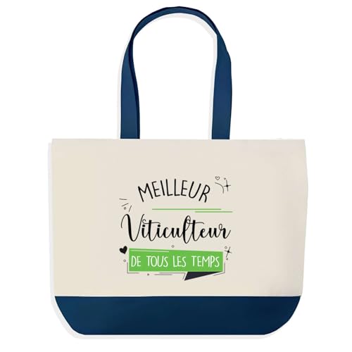 Sac de shopping bleu cadeau collègue viticulteur idée anniversaire originale