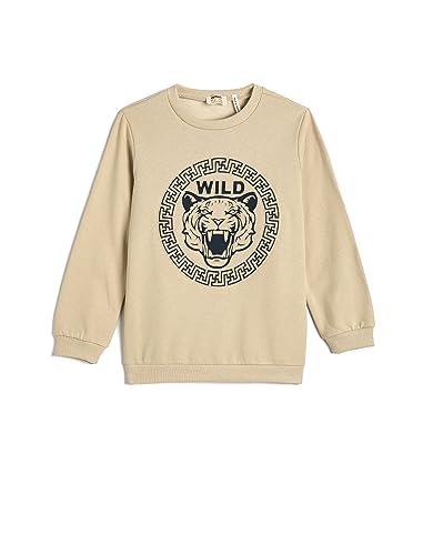 Sweat-shirt tigre Koton pour garçon maillot col rond en molleton brossé