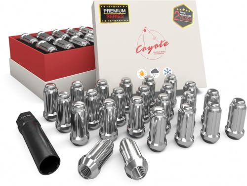 Image of Wheel Accessories Parts Premium Spline Lug Nuts 2 Year Warranty 24 Pcs M14x1.5 14x1.5 Thread 2.00 inch Long Chrome 6 Spline Hex Fits Chevy Silverado 1500 Ford F-150 GMC Sierra 1500 RAM 1500