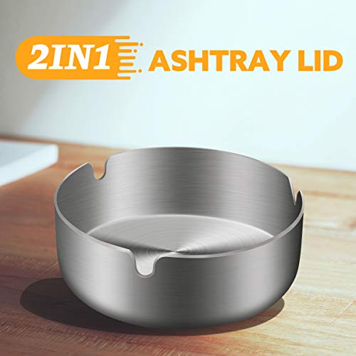 Luxebell Windasbak, asbak met deksel van roestvrij staal, binnenasbak met antislip bodem, draagbare asbak voor tuin en balkon - Image 5