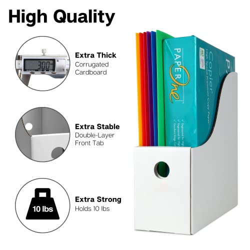 Dunwell MAGZFL-WHT White Magazine File Holder (2 Pack) - Sturdy Cardboard Magazine Holder, Vertical File Folder Holder, Magazine Holder For Desk, Shelves, Office Or Classroom Book Organizer thumb #5