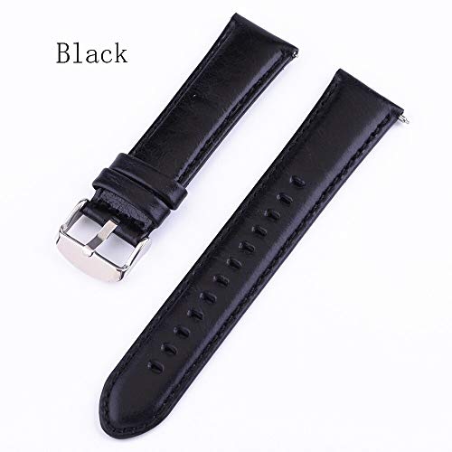 BVCX Genuine Leather Watchband 18mm 20mm 22mm 24mm for Samsung Galaxy Watch 42mm 46mm Quick Release Bracelet Band Strap (Band Color : Black)