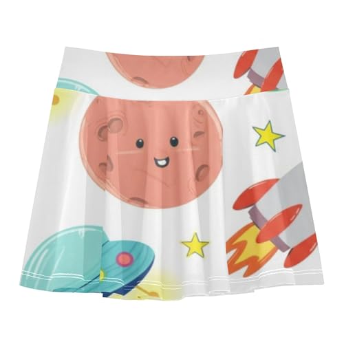 Joisal Girls' Shorts Athletic Skorts Tennis Skirts Toddler Dance Golf Girl Skort Cute Cartoon Planets 3t