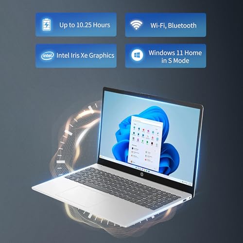 Image of HP 15.6 inch Laptop, Intel i5 Processor Up to 4.4 GHz, 16GB RAM, 512GB SSD, HD Touch Screen, Intel Iris Xe Graphics, Windows 11 Home, Webcam, Wi-Fi, Bluetooth, Natural Silver, Alpacatec Accessories