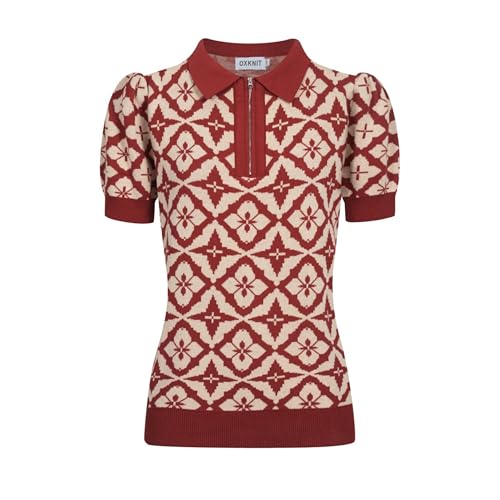 Polo rojo jacquard de punto OXKNIT para estilizar cuello y hombros