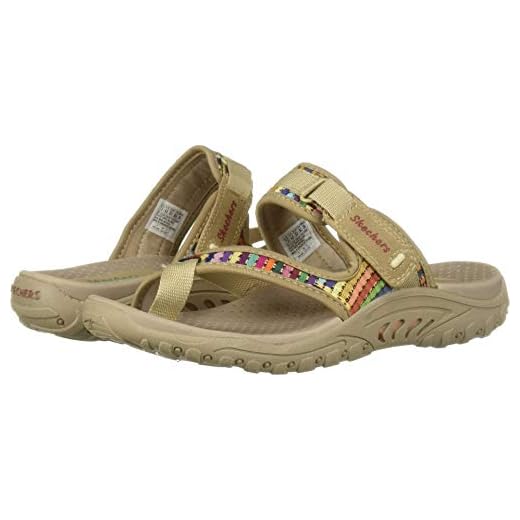 Skechers Women's Reggae-MAD Swag-Toe Thong Woven Sandal, Dark Natural, 8 M US