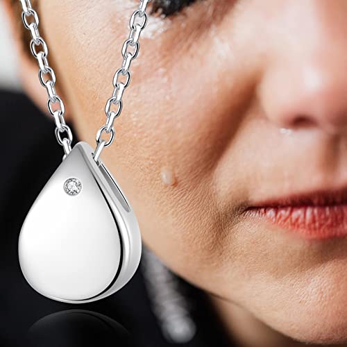 925 Sterling Silver Urn Cremation Ashes Memorial Keepsake Teardrop Eternity Memorial Pendant Mom Dad Jewelry for Women4