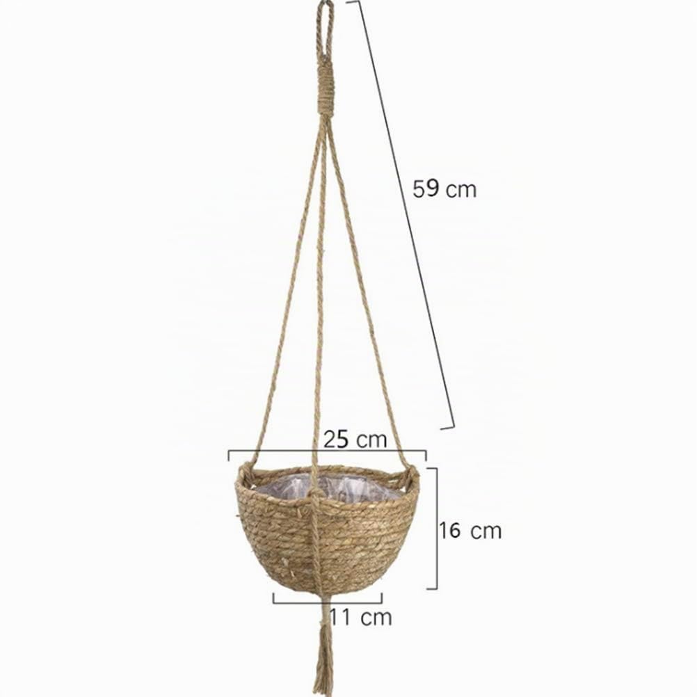 1 pièce Panier de jardinière suspendu Corde de jute tressée Cintre de plante d'intérieur Porte-plantes à suspendre Fleurs Organisateur de stockage Décoration de la maison