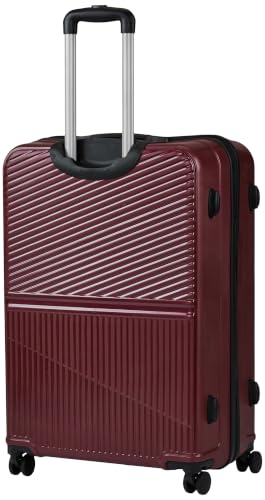 Image of Teakwood Large Size 8 Wheels Trolley Bag, Hard Cabin with Zipper Closure, Adjustable Push Button & Cross Side Strap, Number Lock System 360 Degree (Large, Maroon)