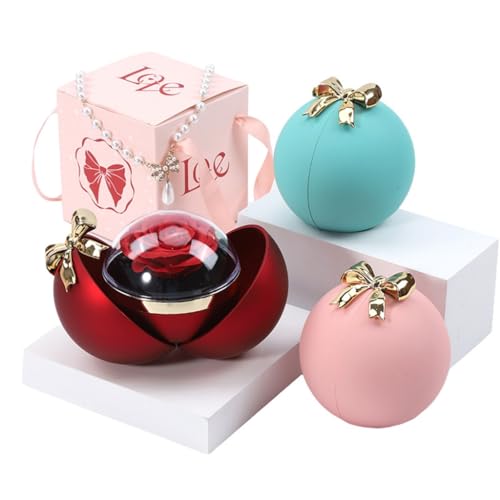 Boîte à bagues rose secrète en sphère pour demande réussie sans stress