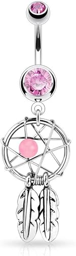 Miniatura 4 de Joyería de joyería para atrapasueños de acero quirúrgico con diseño de estrella tejida de acero quirúrgico para ombligo, 0.49oz, Mod-RTY-895-861