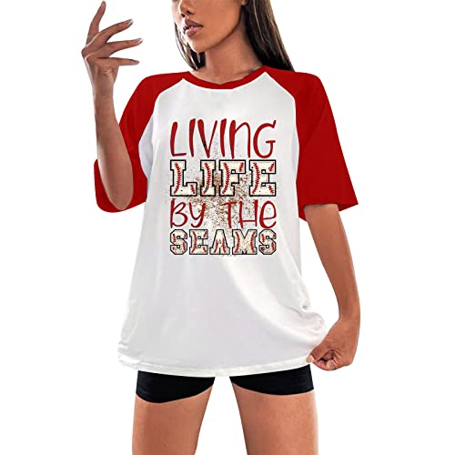 Camiseta feminina de coração de beisebol com estampa fofa nova estampa de beisebol amor dia do jogo