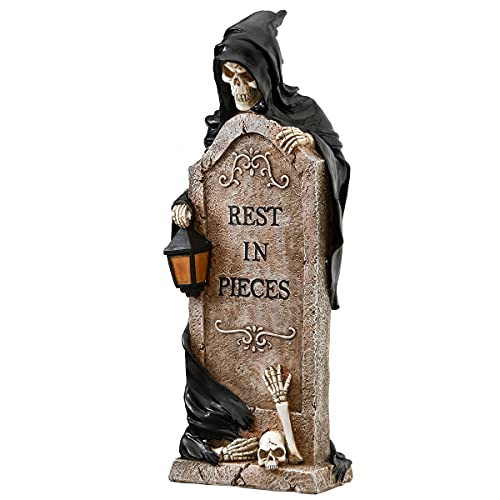 National Tree Company Skeleton Grim Reaper Standing with a Gravestone