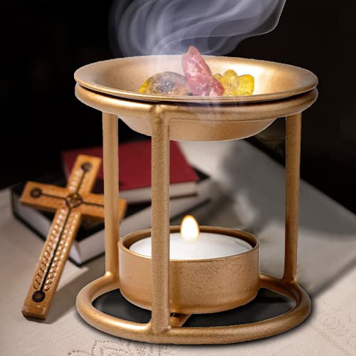 Incense Burner, Iron, Gold Plated Height 2.75 Inch #TOP3