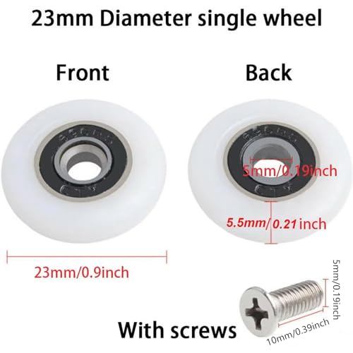YUANQIAN Ersatz-Rollen/Laufrollen/Räder für Duschkabinentür, 10 Stück (23mm)