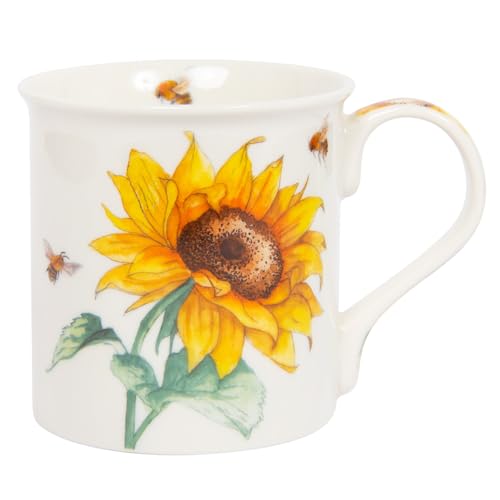 Lesser & Pavey British Designed Coffee Mug | Ceramic Coffee Mugs for Home or Work | Large Mugs for Hot Drinks | Bee Tanical Sunflower Tea and Coffee Cups - Sarah Boddy