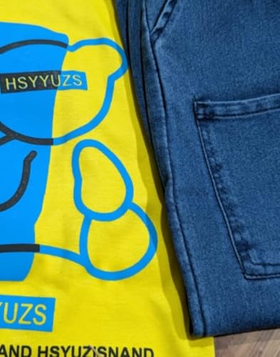 Image of Unisex Kids Cotton T-shirt and Denim Pant Set Comfort Fit all Season for Boys and Girls 1 to 8 years (Yellow, 3-4 Years)