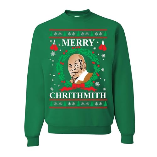 Wild Custom Apparel Ugly Christmas Sweater Crew Neck Sweatshirt Green