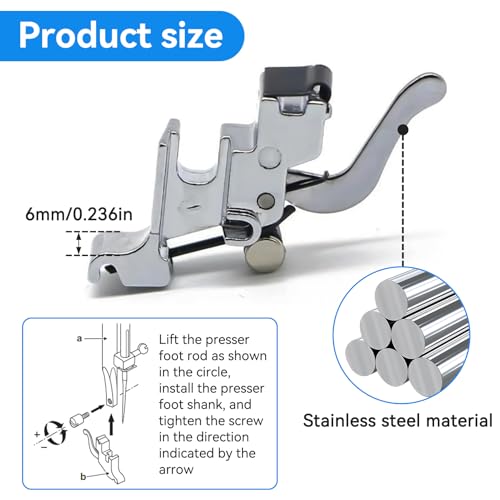 Pie Prensatelas Snap On Shank de Acero Inoxidable miniatura 3
