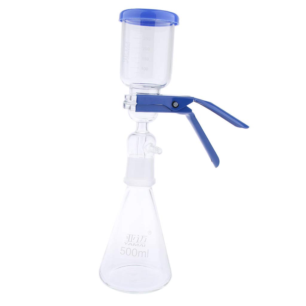 Aparato de filtración de 500 ml, unidad de filtración de laboratorio al vacío con embudo y abrazadera