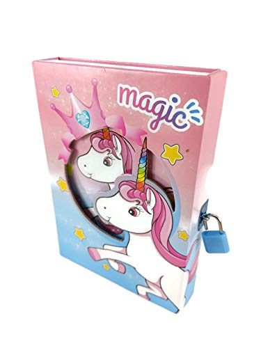 RELIA ONLINE Unicon Lock DIary for Girls | Birthday Return Gift for Kids | Lock diary with Key | Unicorn Theme Gift for kids age 6-10 years
