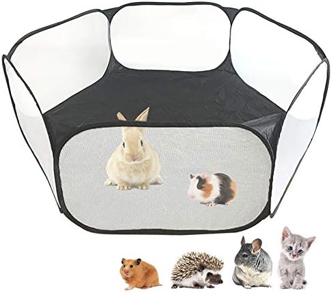 Small Animals C&C Cage Tent, Breathable & Transparent Pet Playpen Pop Open Outdoor/Indoor Exercise Fence, Portable Yard Fence for Guinea Pig, Rabbits, Hamster, Chinchillas and Hedgehogs