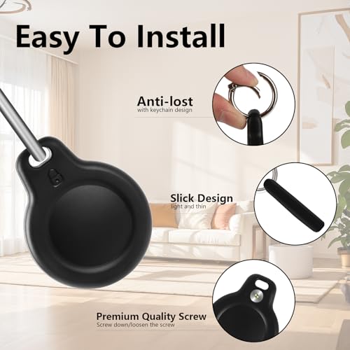 LETREEN Air Tag Anhänger - 2er Pack wasserdichte Air Tag Hülle mit Schlüsselanhänger für Apple Air Tag - Schwarz