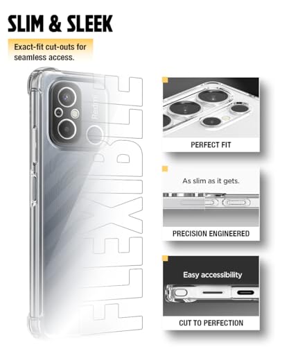 Image of WOW IMAGINE Clear Back Cover Case for Xiaomi Redmi 12C | Poco C55 | Shockproof Soft TPU Case | Cushioned Edges for Ultimate Protection Back Cover Case - Transparent
