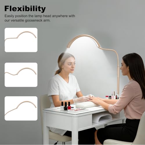 Image of Half Moon LED Floor Light - Professional Shadow-Free, Dimmable Lamp | for Lash Techs, Estheticians & Tattoo Artists | Eyelash Extensions, Nail Art, Home & Office (Gold)