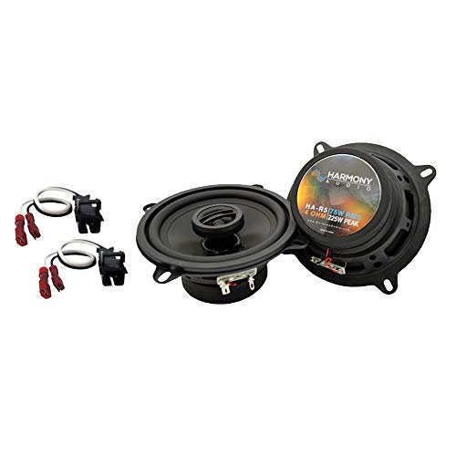 Harmony Audio Compatible with 2007-2013 Chevy Silverado Pickup HA-R5 5.25" New Rear Door Replacement 225W Speakers and HA-724568 Factory Speaker Replacement Harness